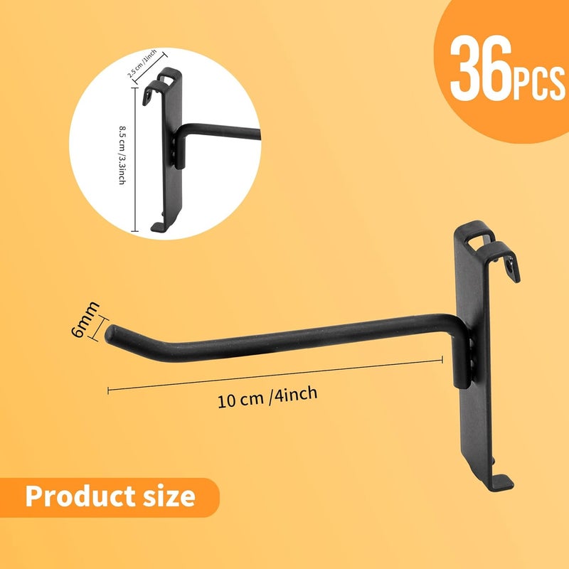 YEUIKERR 36Pcs 4 Inch Black Gridwall Peg Hooks Heavy Duty Display Hooks for Grid Wall Panel, Grid Wall Hooks & Hangers for Room Garage Shop Retail Display - Image 2